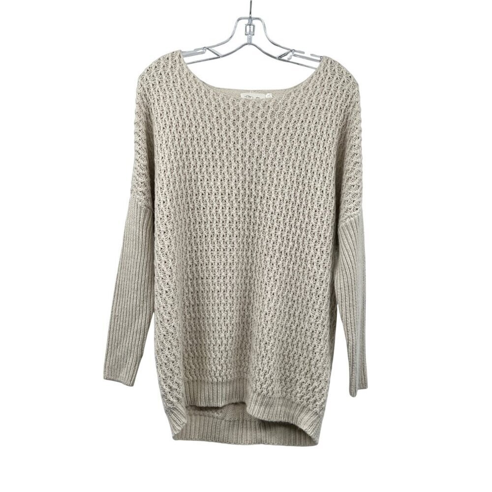 RD Style Womens Open Knit Pullover Sweater Long Sleeve Beige Size Medium